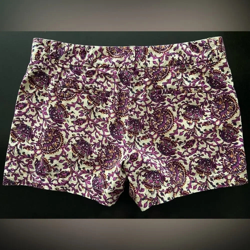 LOFT Purple Floral Linen Chino Shorts sz 4